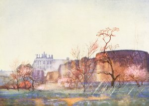 Roma: El Laterano desde el Anfiteatro Castrense (litografía en color)
