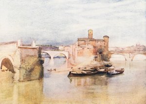 Roma: La Isla Tiberina (litografía en color)
