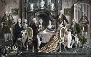 Cena en casa de Emanuel Schikaneder para Wolfgang Amadeus Mozart de August (after) Borckmann