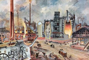 Industria siderúrgica en Alemania, c1880 (ilustración) de August (after) Dressel