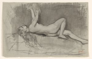 Estudio de desnudo de mujer reclinada