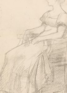 Retrato y una mujer sentada en una silla
