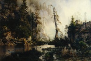 Lago negro (óleo sobre lienzo) de August Cappelen