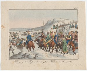 El ejército ruso cruza el Vístula en enero de 1813, c. 1815