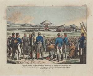 El gran banquete de los tres monarcas aliados en Teplitz Teplice el 2 de septiembre de 1813 de August Friedrich Andreas Campe