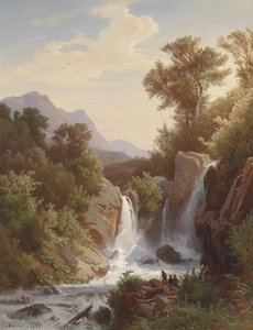 Pescador en la cascada de August Kessler
