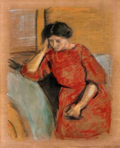 Elisabeth con vestido rojo de August Macke