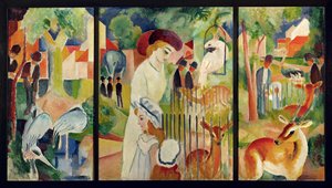 Gran jardín zoológico ... (óleo sobre lienzo) de August Macke
