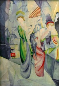 Mujeres luminosas frente a la sombrerería de August Macke