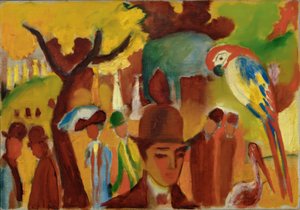 Pequeño jardín zoológico en marrón y amarillo de August Macke
