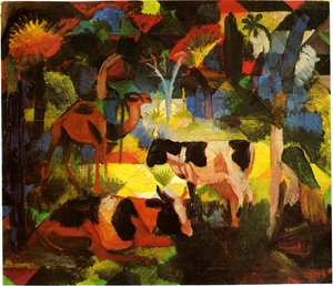 Macke paisaje-vaca-camello de August Macke
