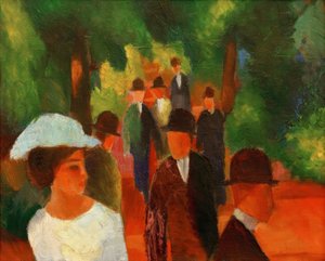 Paseo (con niña blanca en medio cuerpo) de August Macke
