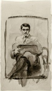 Autorretrato, dibujando de August Macke