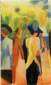 Paseantes bajo árboles (Paseantes en el parque) de August Macke
