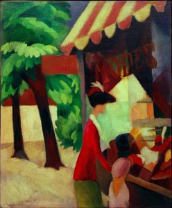 Frente a la tienda de sombreros de August Macke