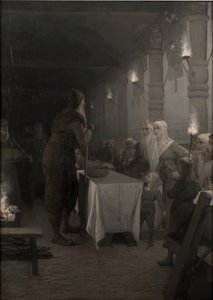 Frithiof llega ante el rey Ring (de la saga de Frithiof) de August Malmström