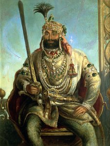 Retrato del Maharajá Sher Singh, en traje real, c.1850 de August Theodor Schoefft