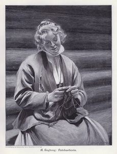 Retrato de una mujer tejiendo (grabado)