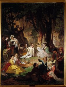 Escena de picnic en la sociedad burguesa de Auguste Barthelemy Glaize