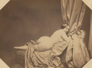 Desnudo académico, recostado en un sofá, c. 1855