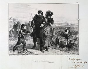 Los pequeños vendedores de obuses, Sitio de París, Guerra Franco-Prusiana, enero de 1871 de Auguste Bry
