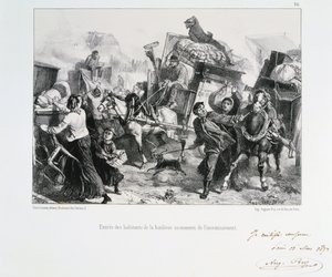 Residentes de los suburbios llegando a París antes de que los prusianos sitien la ciudad, 1870-1872