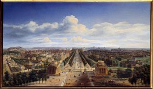 Vista de París tomada desde el Arco del Triunfo de la Estrella Pintura de Auguste Cadolle (1782-1849) 1843 Sol. 0,48x0,83 m París, Museo Carnavalet de Auguste Cadolle