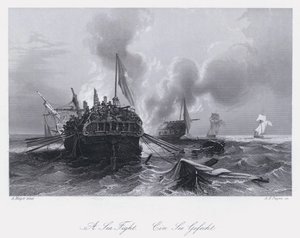 Una batalla naval de Auguste Etienne Francois Mayer