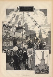 Inauguración de la Estatua del Papa Urbano II en CHATILLON-SUR-MARNE el 21 de julio de 1887. Dibujo de Auguste Francois Marie Gorguet, en París ilustre de 1887 de Auguste Francois Gorguet