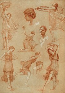 Bocetos que representan a la bailarina estadounidense Isadora Duncan por Auguste François Marie Gorguet