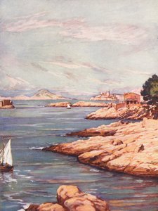 Francia: La Corniche A Marseille (litografía en color) de Auguste Gerardin