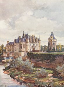 Francia: Le Chateau De Chenonceaux (litografía en color) de Auguste Gerardin