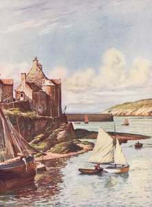Francia: Le Port Du Conquet (litografía en color) de Auguste Gerardin
