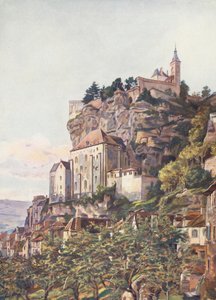 Francia: Santuario de Rocamadour (litografía en color)