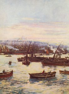 El Cuerno de Oro, Turquía (litografía en color) de Auguste Gerardin