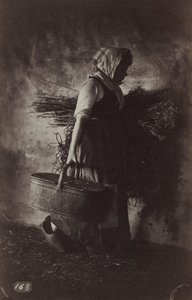 Campesina llevando una cesta y heno, c. 1870