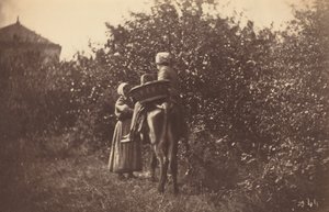 Dos mujeres con burro