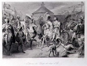 El encuentro en el Campo del Paño de Oro, 24 de junio de 1520, grabado por Millin de Auguste Hyacinthe (after) Debay