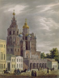 La Iglesia de la Dormición de la Theotokos en la calle Pokrovka en Moscú, 1825 de Auguste Jean Baptiste Antoine Cadolle