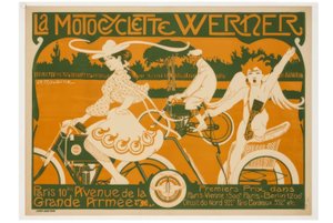 La motocicleta Werner. París, 10 Avenue de la Grande Armée. Primer premio en París-Viena 1500 km, París-Berlín 1200 km. de Auguste Jean Baptiste Roubille