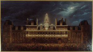 Iluminación del Hôtel de Ville para el Día del Rey, 1 de mayo