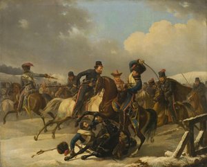 Cosacos persiguiendo a soldados franceses en retirada, 1812, 1827