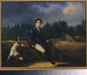 Retrato de Nikita Vsevolzhsky (1799-1862), fundador de la Sociedad de la Lámpara Verde. (Sociedad literaria rusa). Pintura de Auguste Joseph Desrnod (1788-1840), óleo sobre lienzo de Auguste Joseph Desarnod