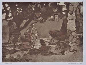 La mujer del pozo (dibujo) de Auguste Lauzet