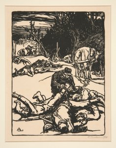 Apr?s le combat (Después de la batalla), de La Guerre de 1914, primera serie, n.º 14 de Auguste Lepere
