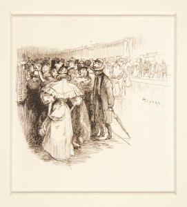Multitud en la taquilla (?) de Auguste Lepere