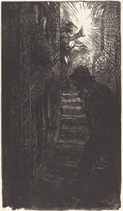 Escalera esculpida en la calle Boutebrie de Auguste Lepere