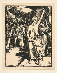 Se declara la guerra, de La Guerre de 1914, primera serie, núm. 8 de Auguste Lepere