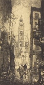 Rue de la Montagne-Sainte-Genevieve, París, 1906 de Auguste Lepere