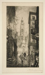 Rue de la Montagne Sainte-Geneviève, París de Auguste Lepere